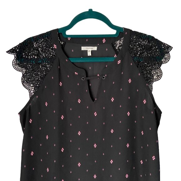 Maurices Women's Black Patterned Blouse Size Large - Picture 4 of 8